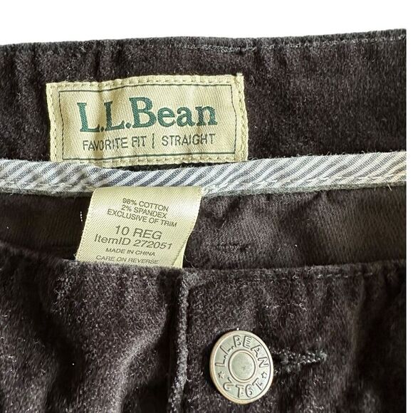 L.L. Bean Favorite Fit Straight Black Pants size 10 Reg Velour - Picture 4 of 6